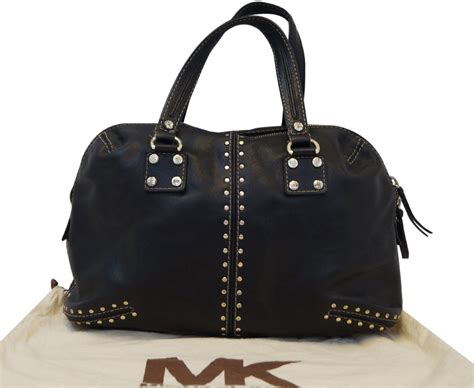 michael kors black tote with gold|Michael Kors black studded handbag.